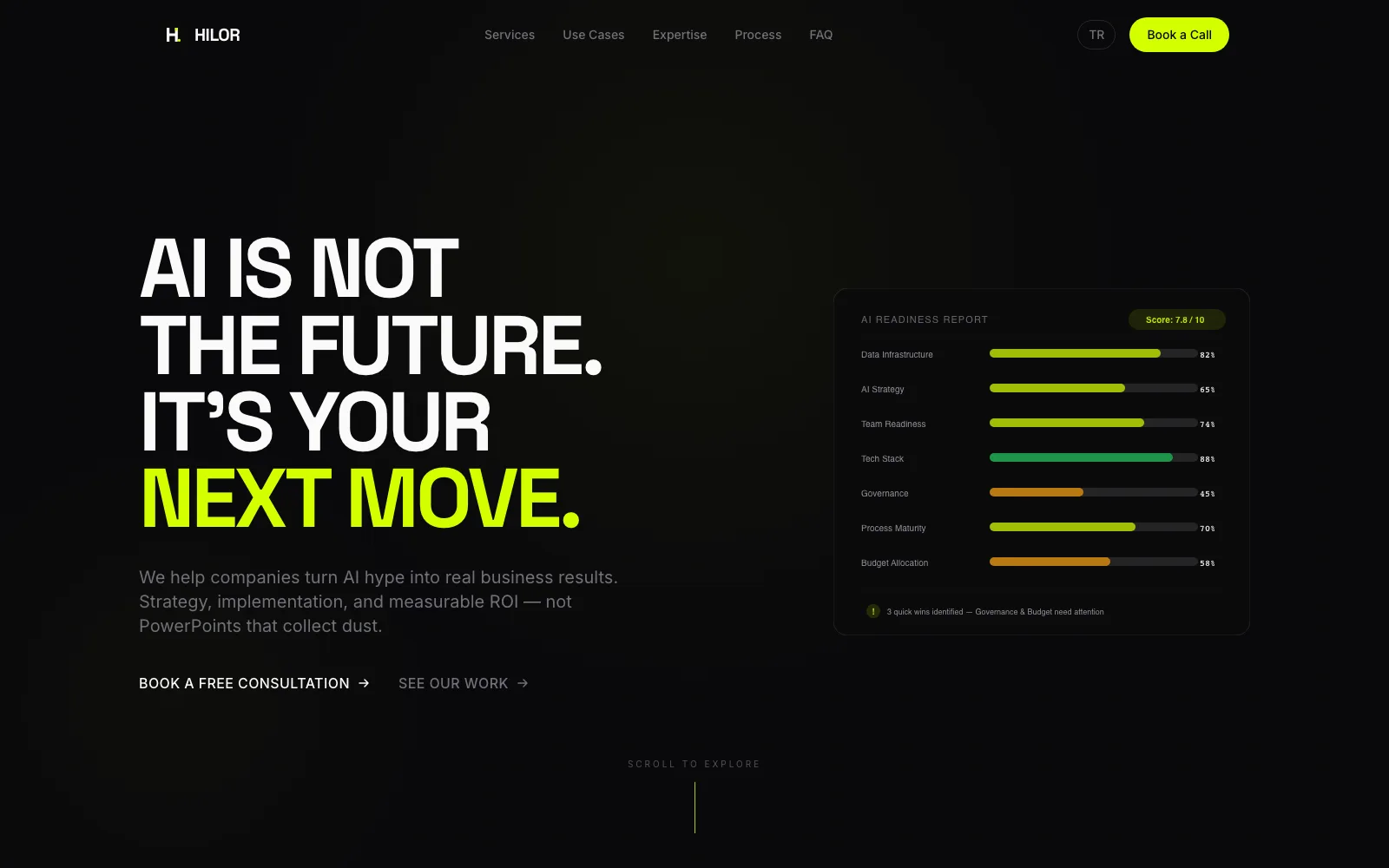 Hilor, Home page, dark theme