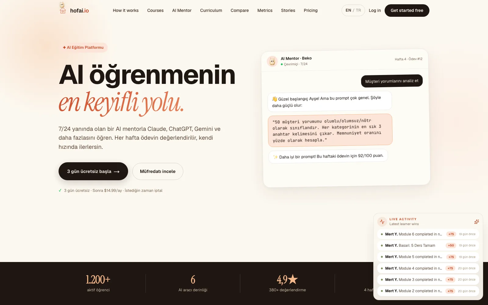 House of AI, Landing page, Turkish